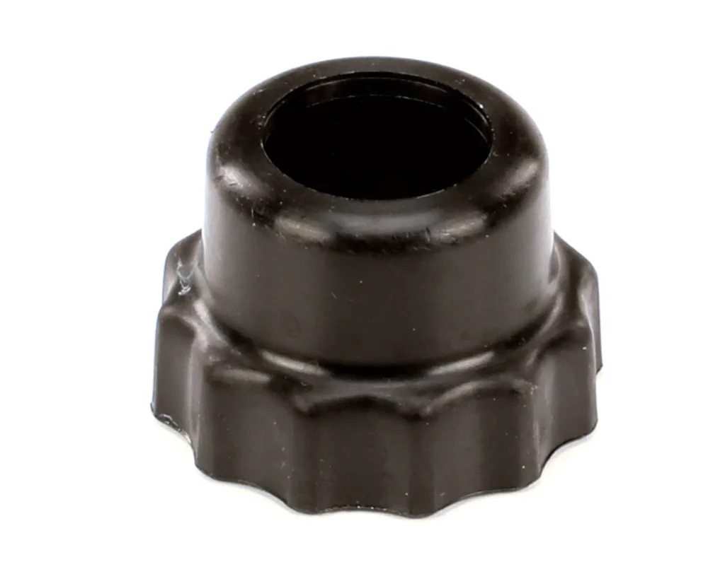 a black plastic object with a hole