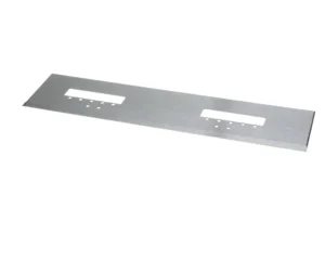 a rectangular metal piece with holes