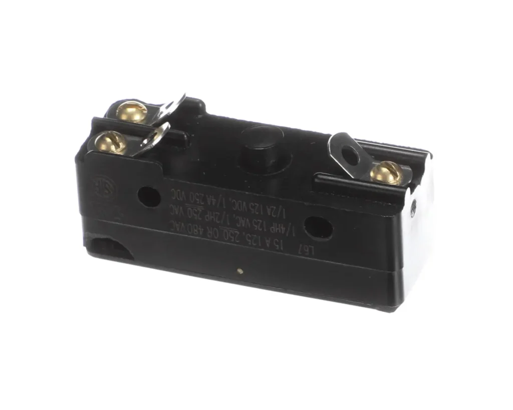 a black rectangular object with gold colored screws
