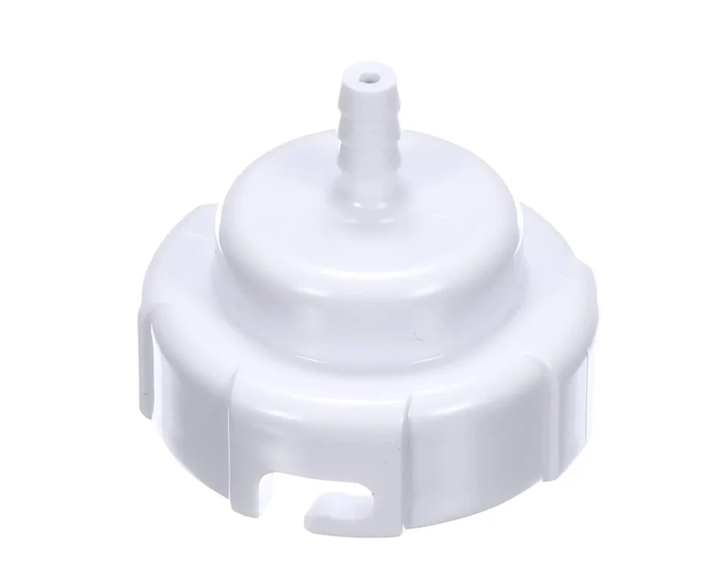 a white plastic cap with a nozzle