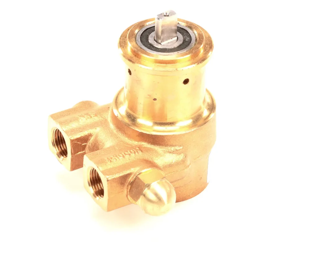 a gold metal object with a round metal ball