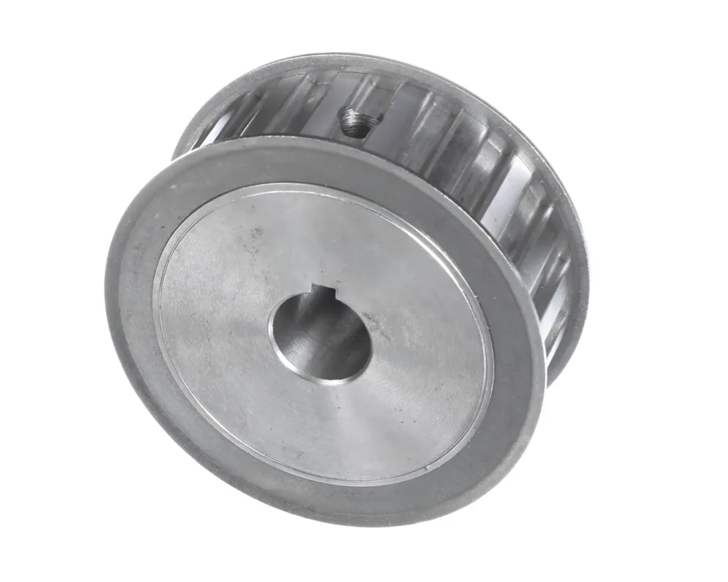 a close up of a metal wheel