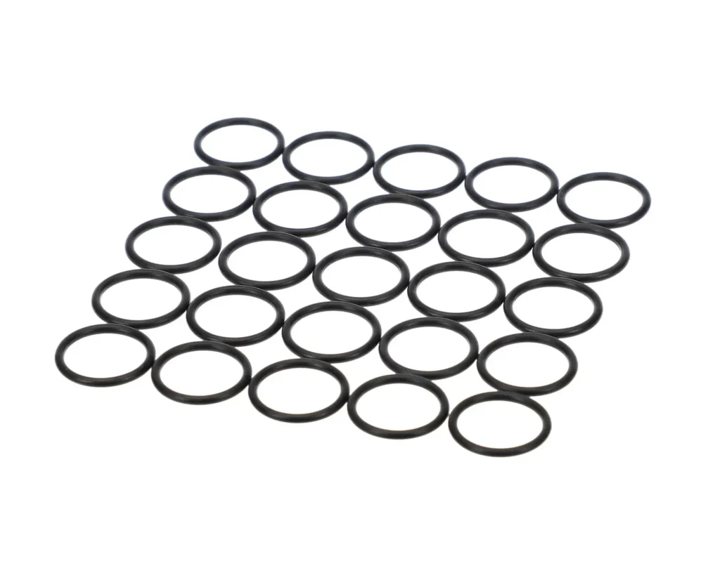 a group of black round objects