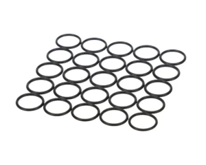 a group of black round objects