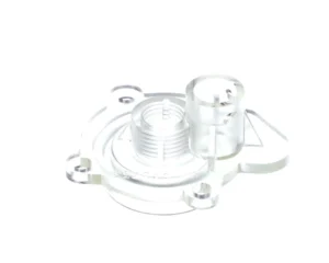 a clear plastic object with a nut