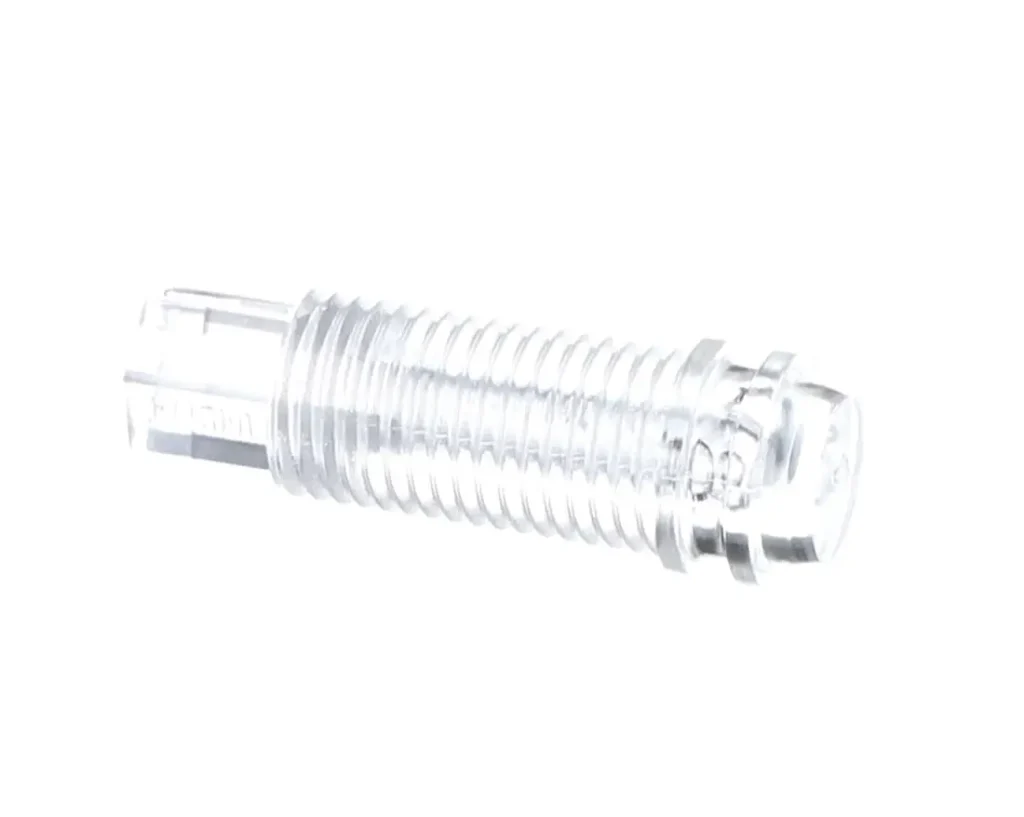 a clear plastic object with a white background