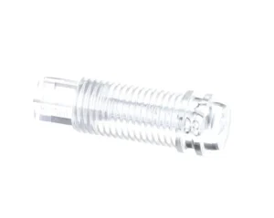 a clear plastic object with a white background
