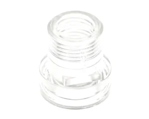 a clear plastic tube with a nut