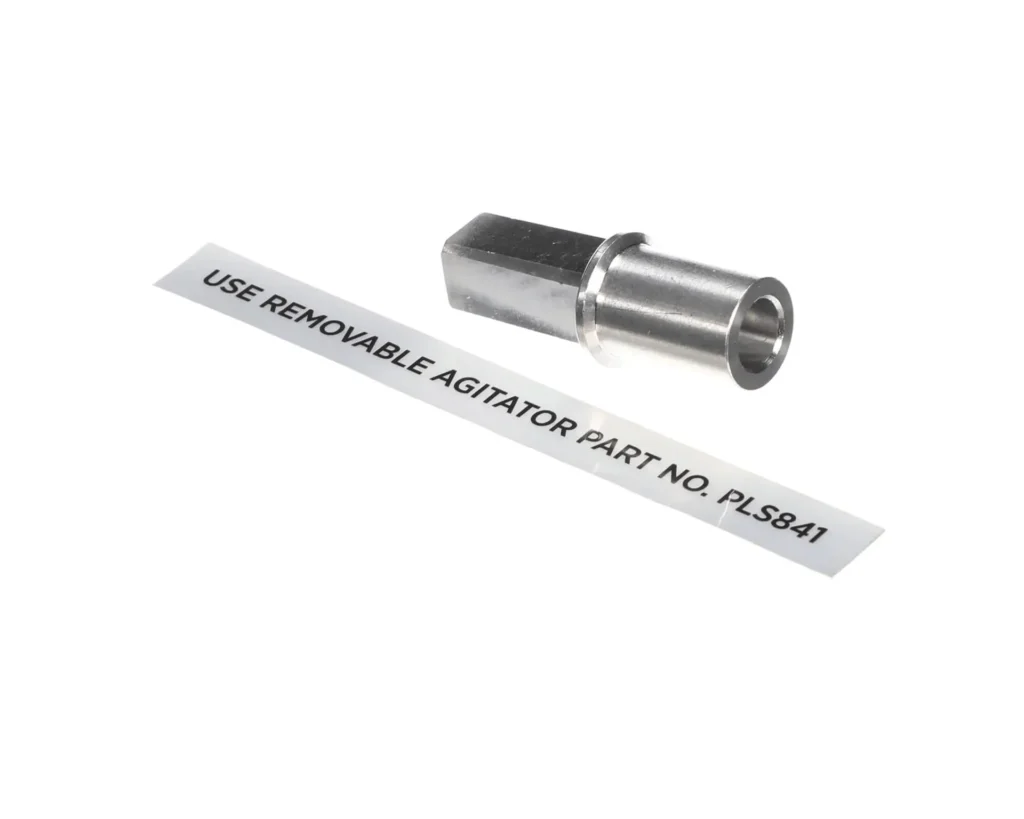 a metal tube with a white label