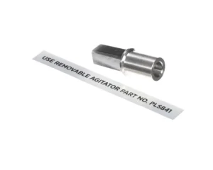 a metal tube with a white label