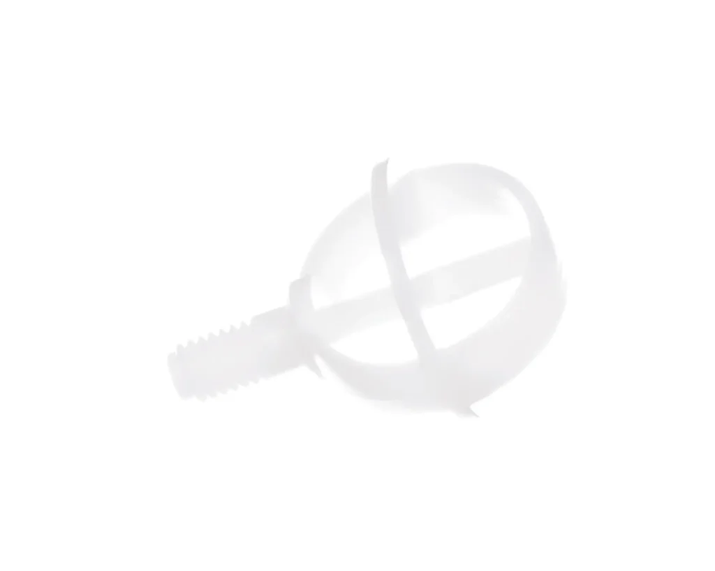 a white plastic ball with a screw
