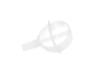 a white plastic ball with a screw