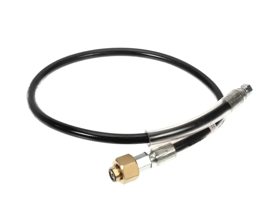 a black and silver hose