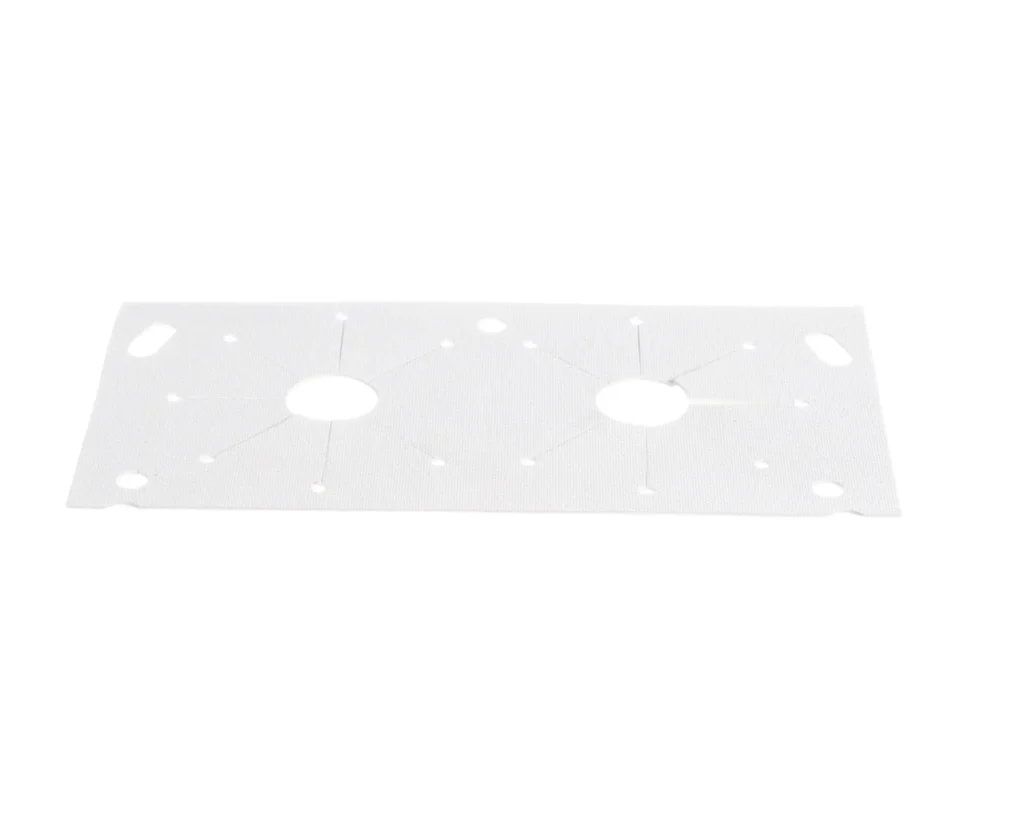 a white rectangular object with holes