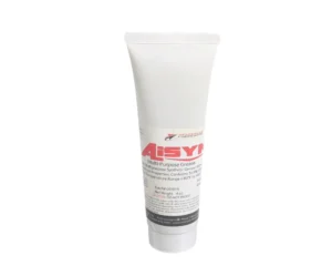 a white tube with red text