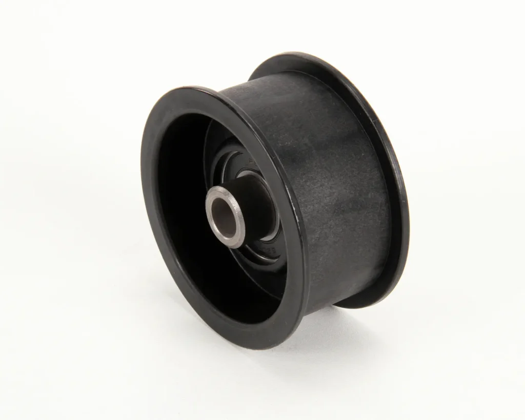 a black wheel with a metal center