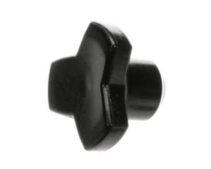 a black plastic knob with a star