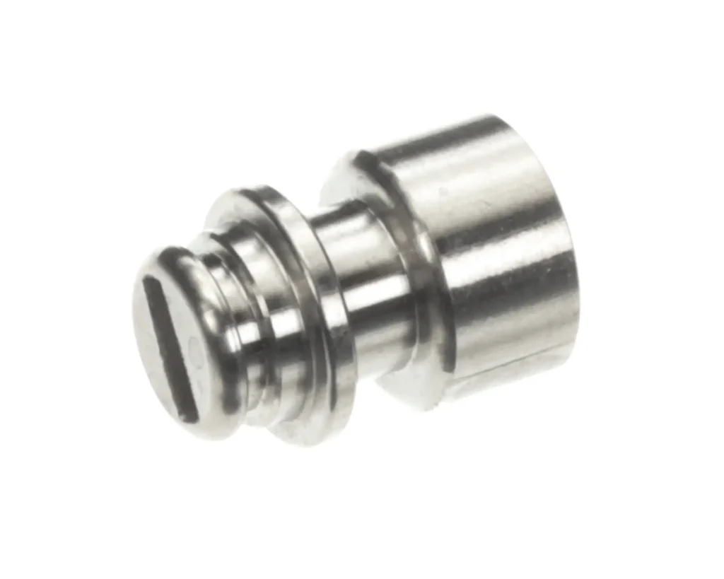 a metal object with a screw