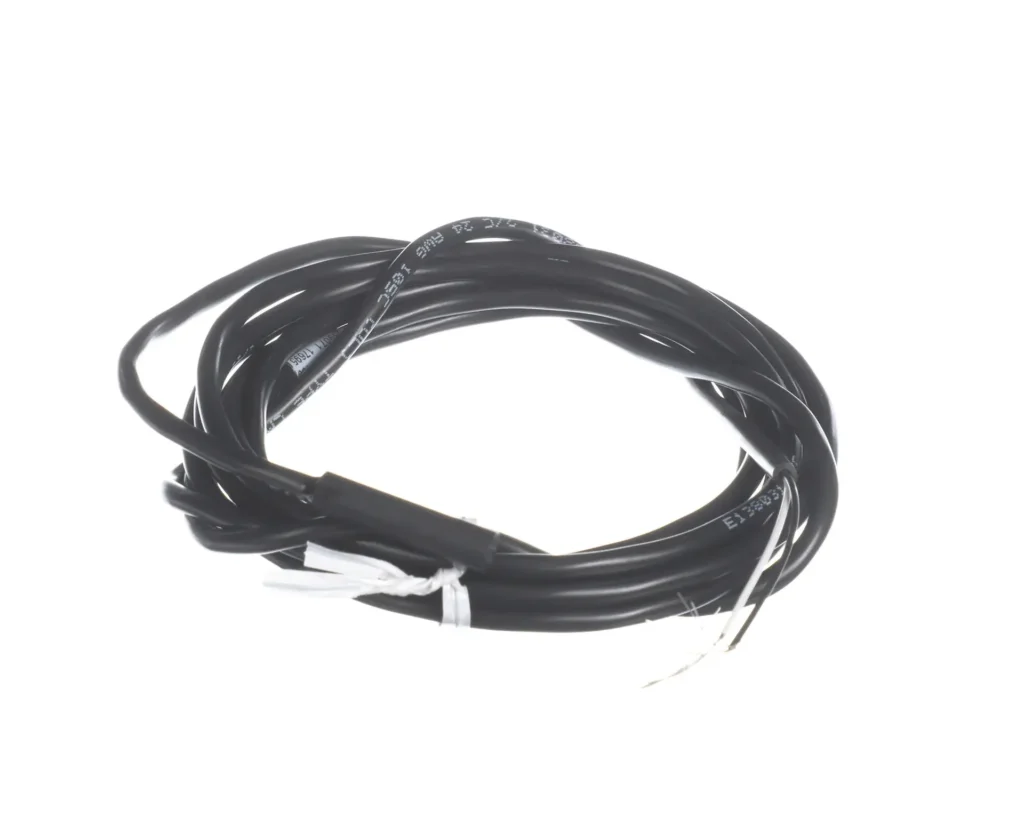 a black wire with white text