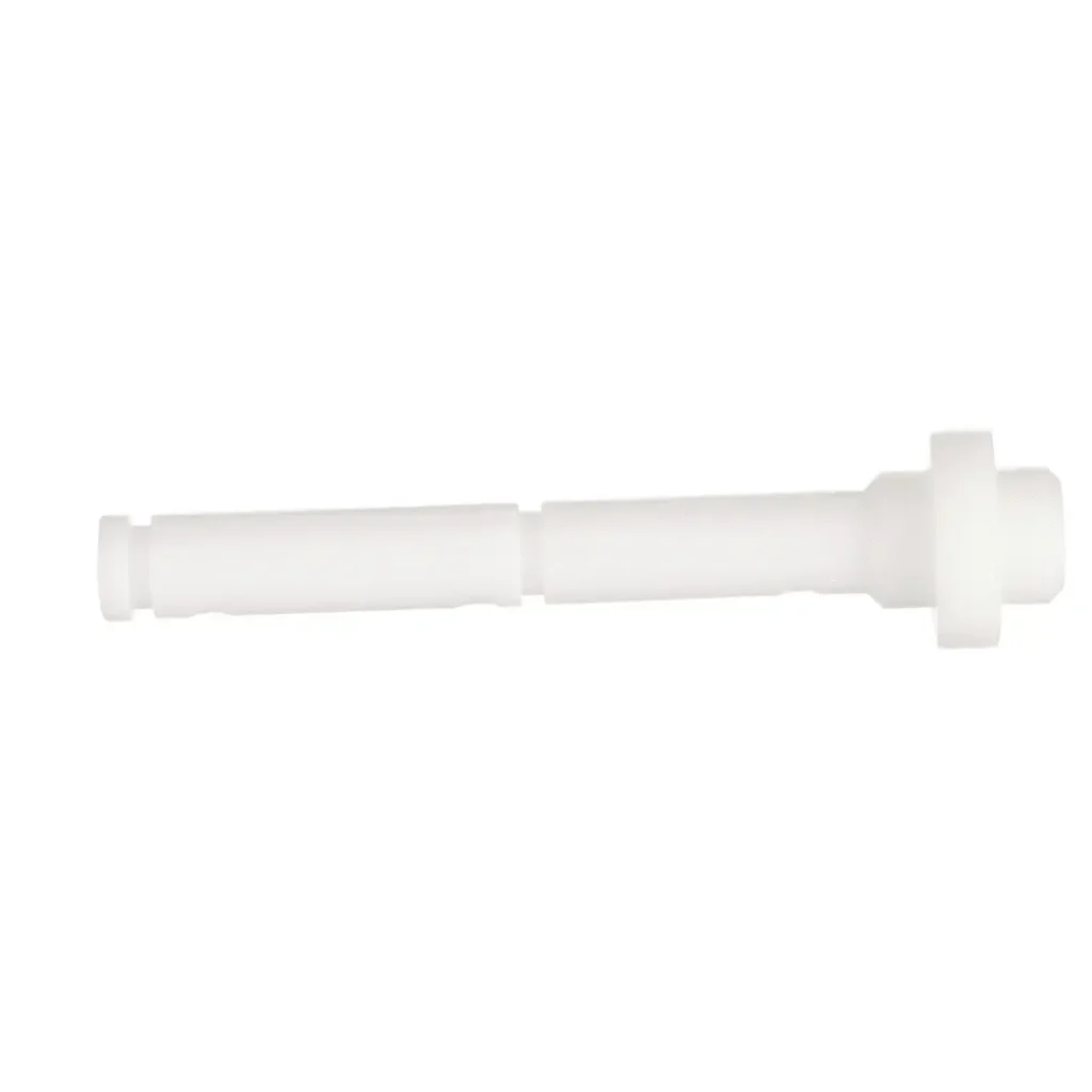 a white plastic pipe with a nut