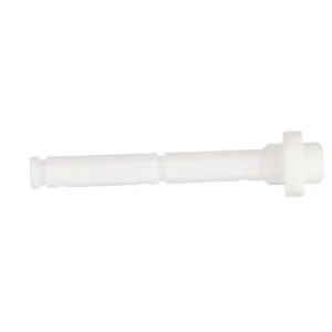 a white plastic pipe with a nut