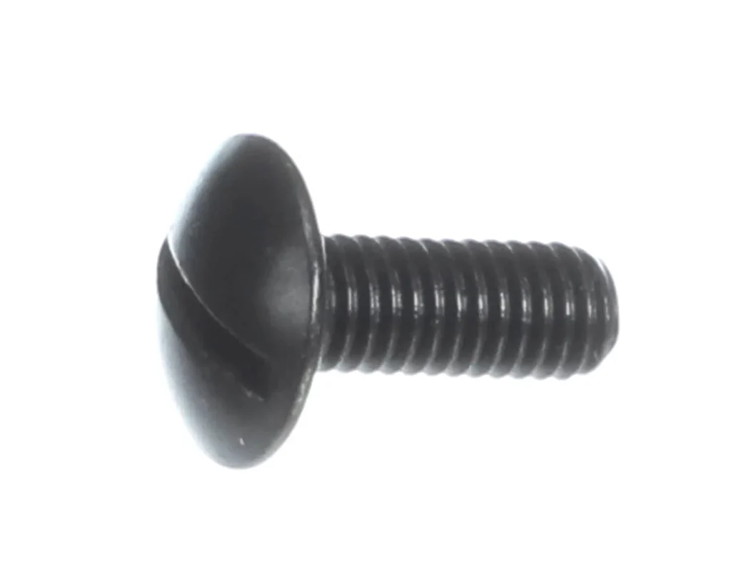 a black screw with a round head