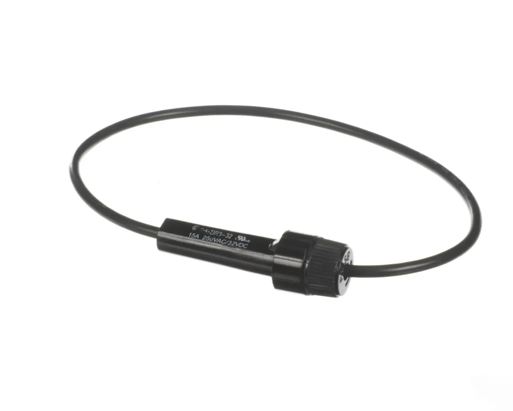 a black cable with a black handle