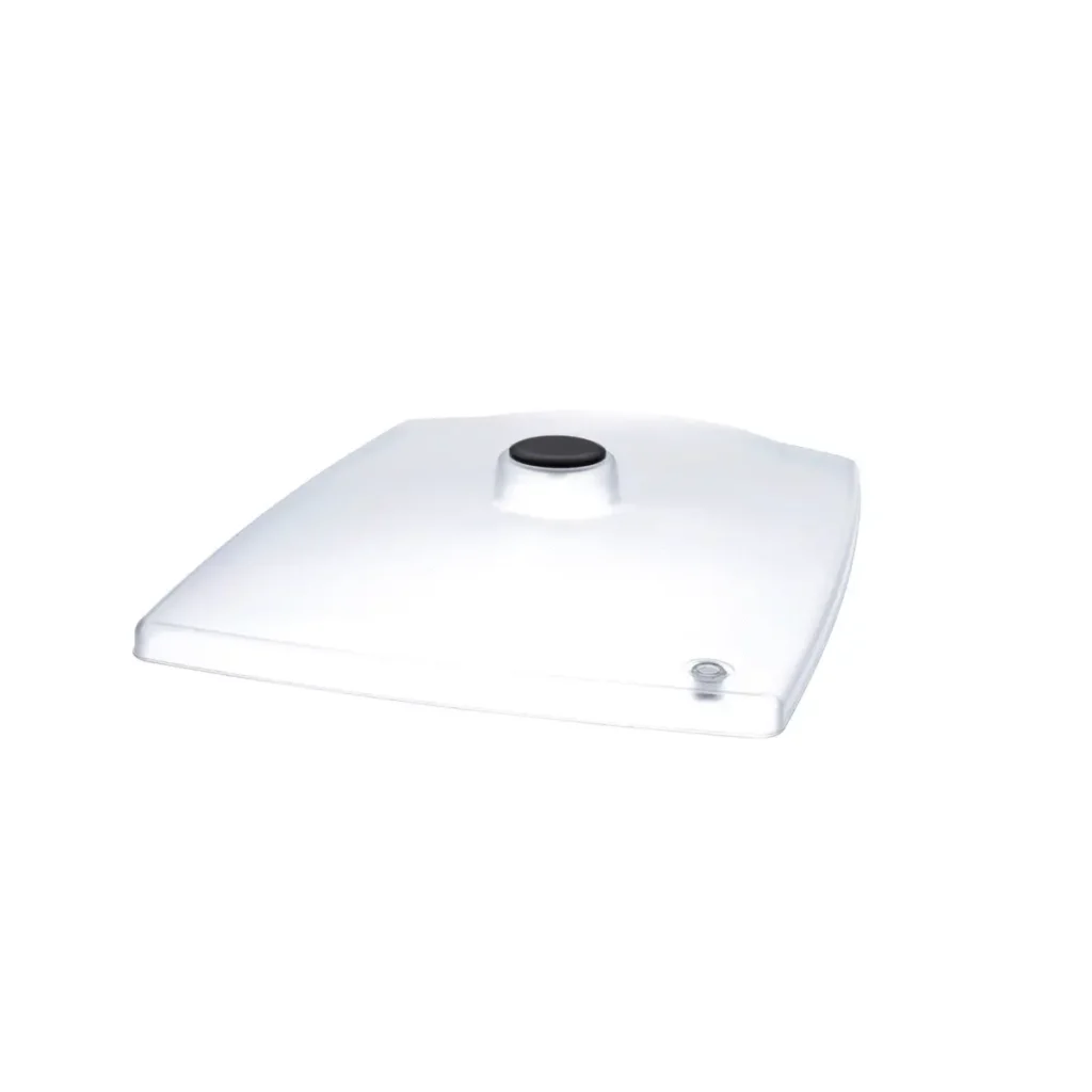 a white square object with a black circle
