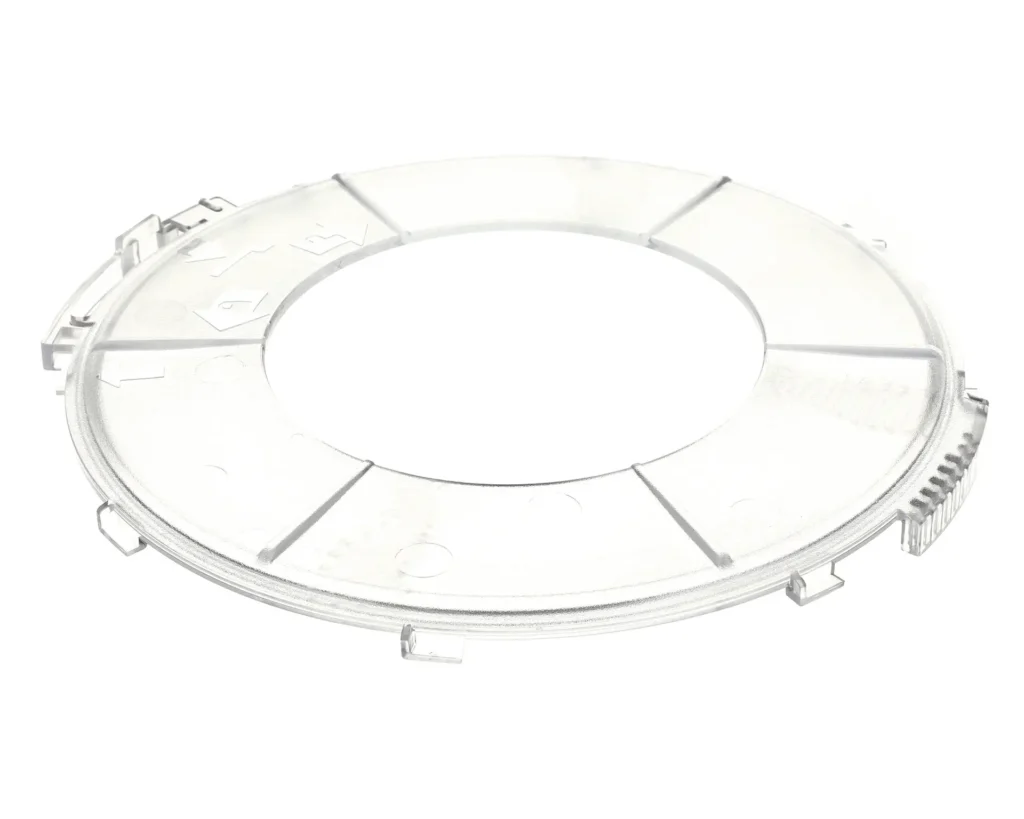 a clear circle with holes