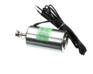 a small electric motor with black wires