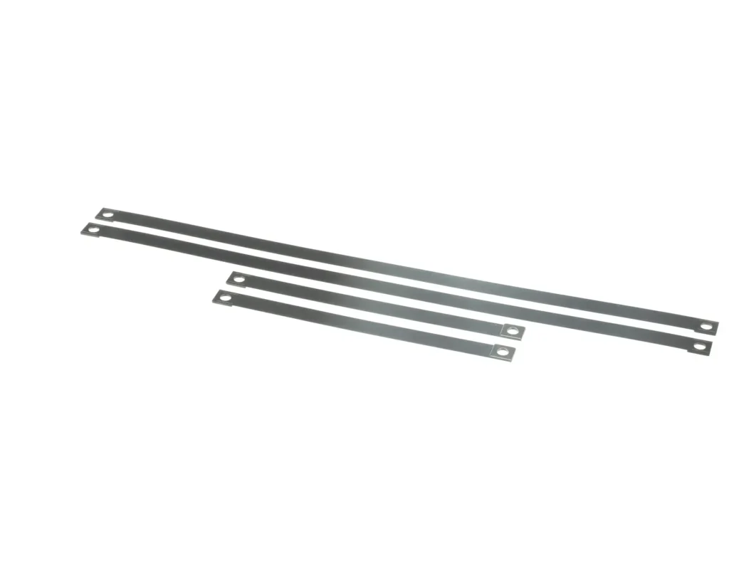 several metal strips with holes