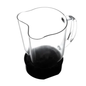a glass pitcher with a handle