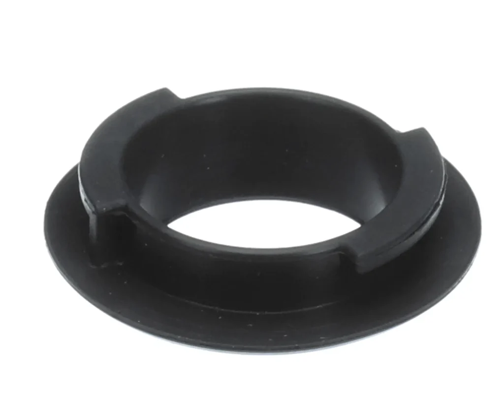 a black round object with a white background