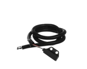 a black plastic tube with a black cable