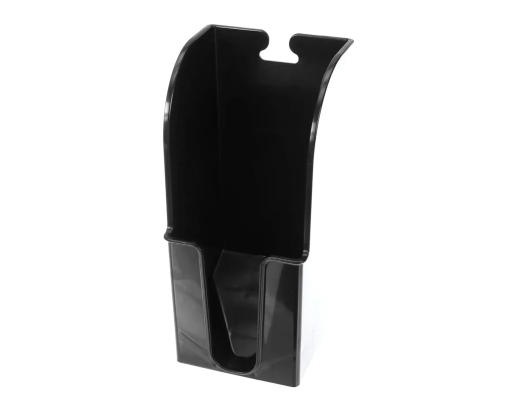 a black plastic holder with a hole in the middle