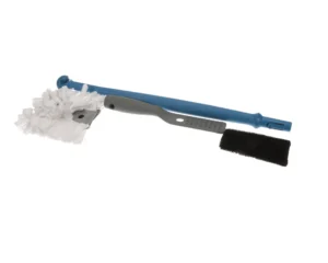 a blue and white brush with a blue handle