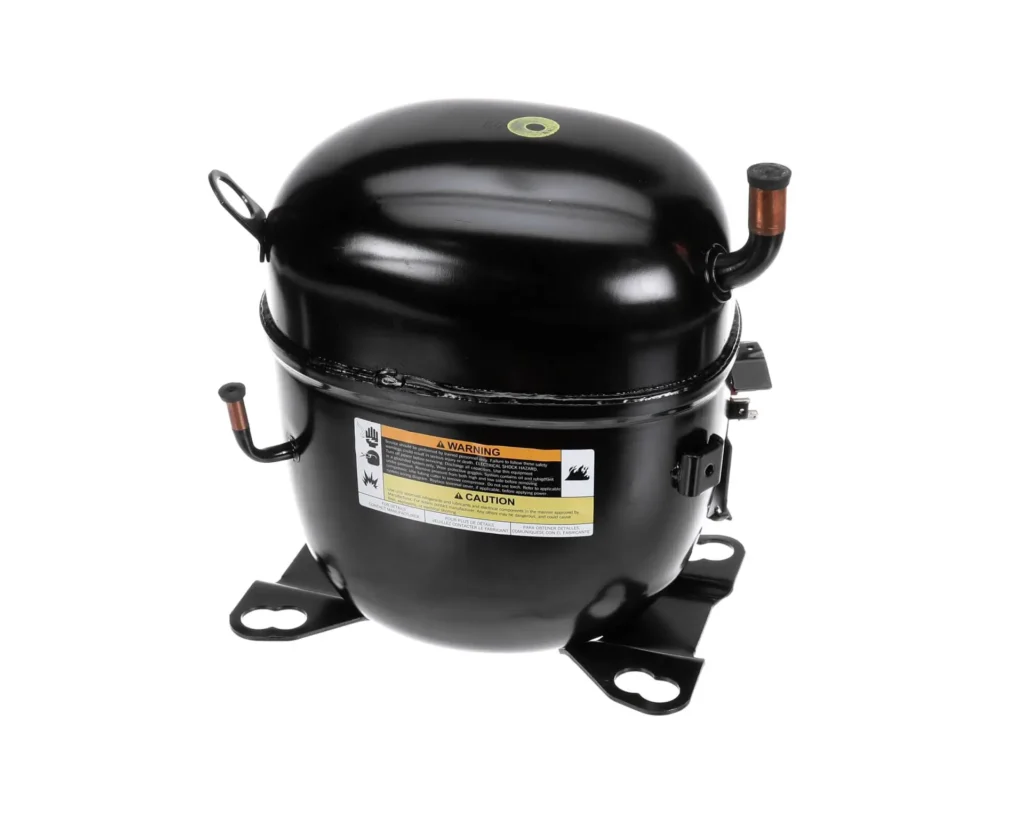 a black air compressor with a white background