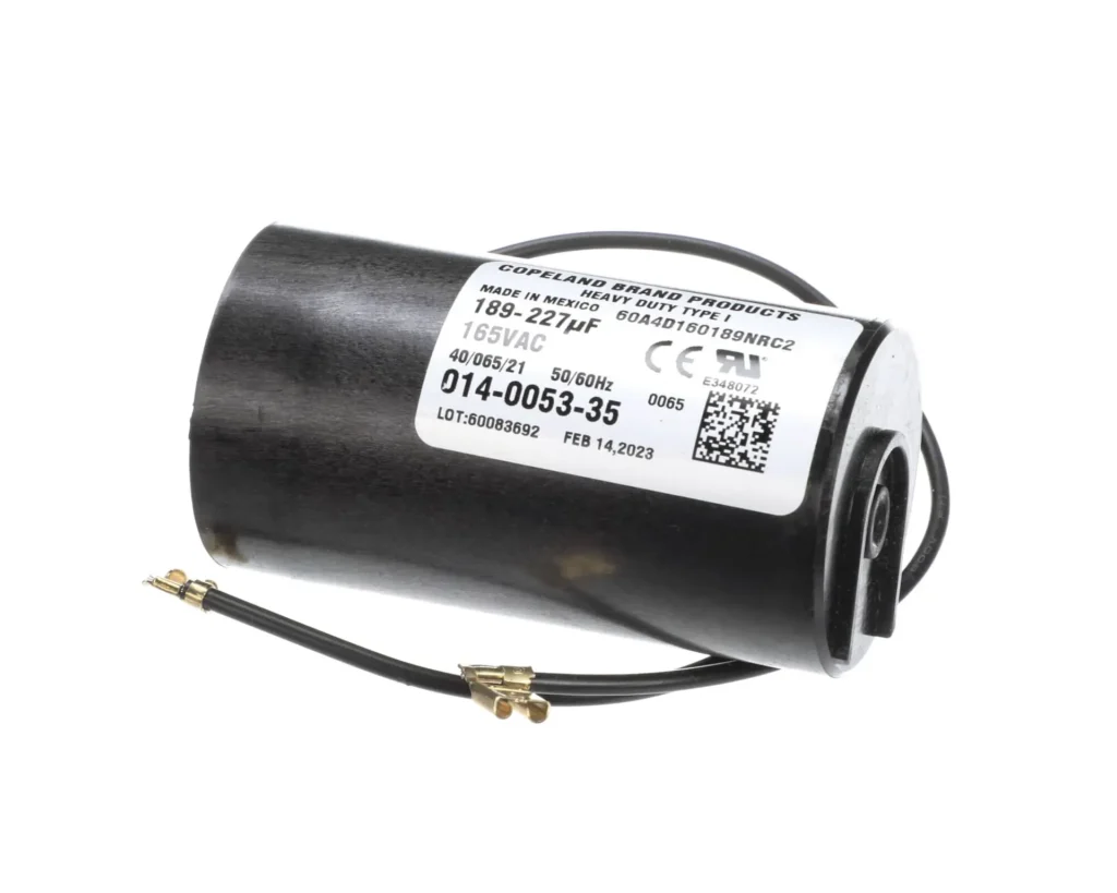 a black cylindrical object with a white label