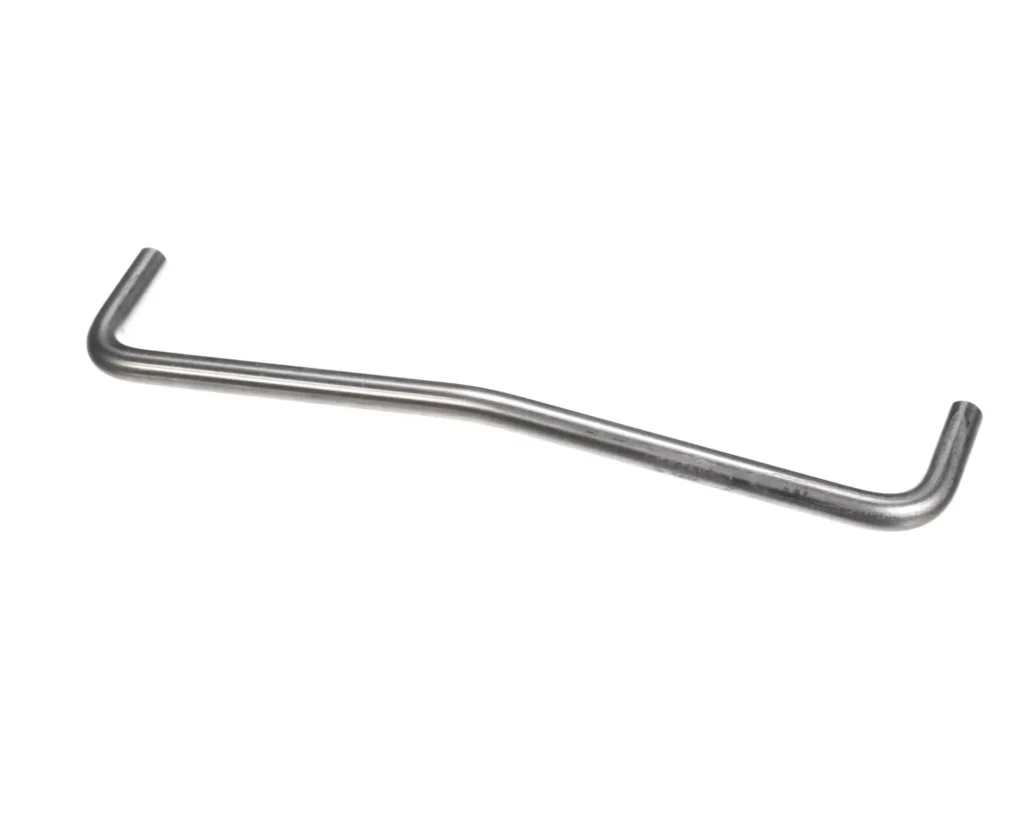 a silver bent metal rod