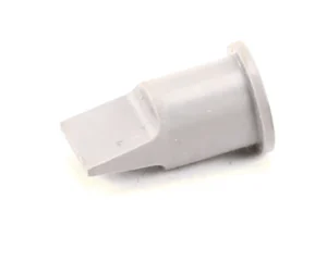 a white plastic whistle on a white background