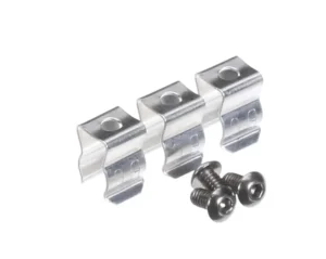 a group of metal clips and screws