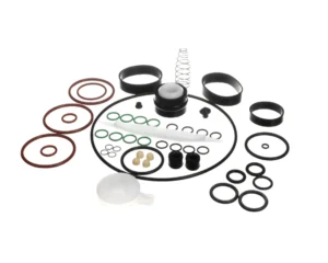 a group of round black and white objects