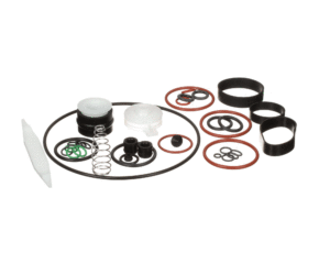 a group of different sizes of rubber seals and a white pen