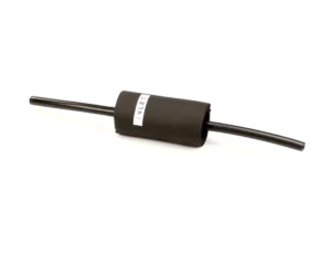 a black tube with a white label