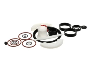 a group of different sizes of round black and white objects