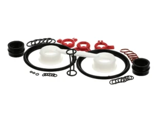 a group of black and red objects