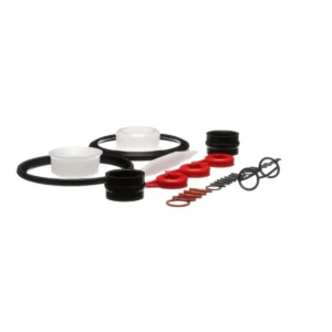 a group of black and red objects