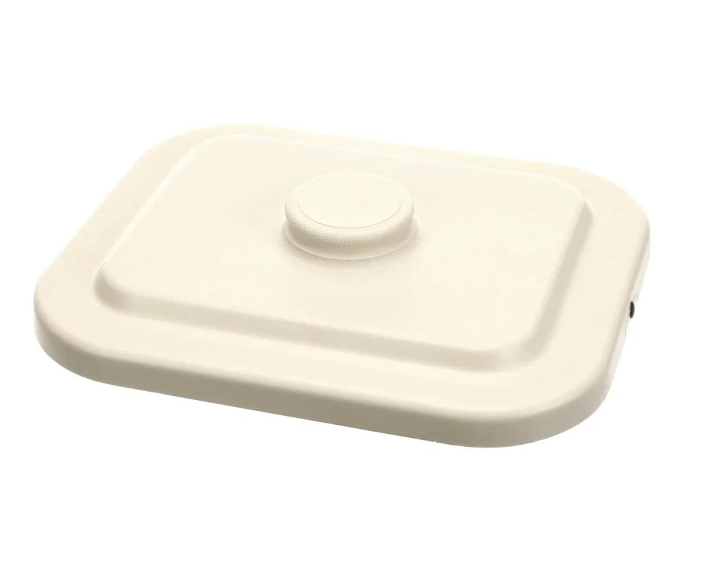 a white square object with a button