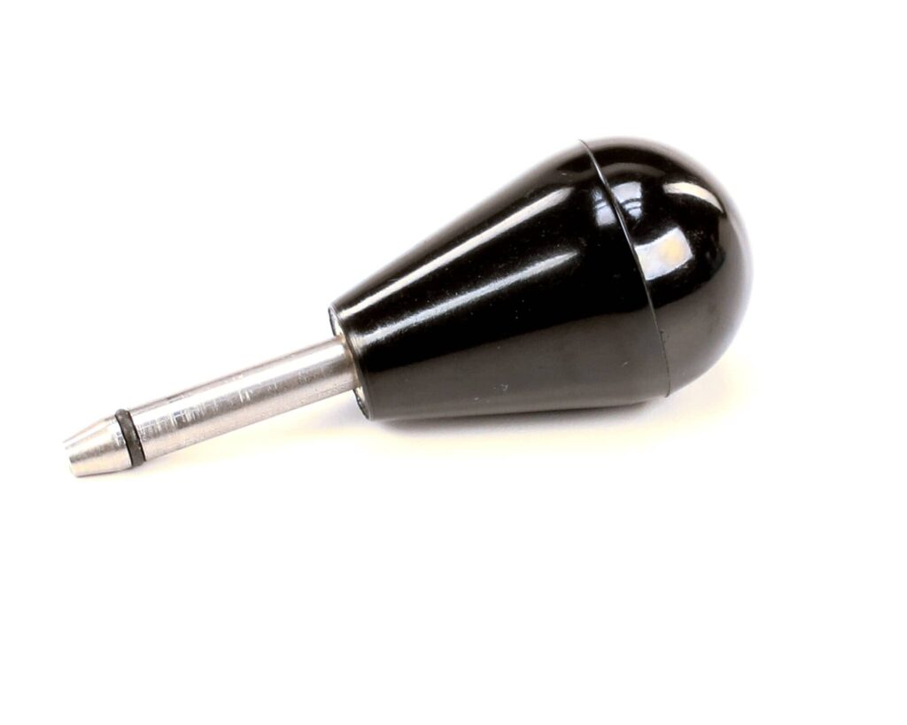 a black and silver object with a metal tip