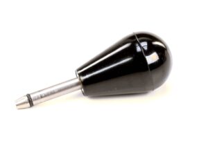 a black and silver object with a metal tip